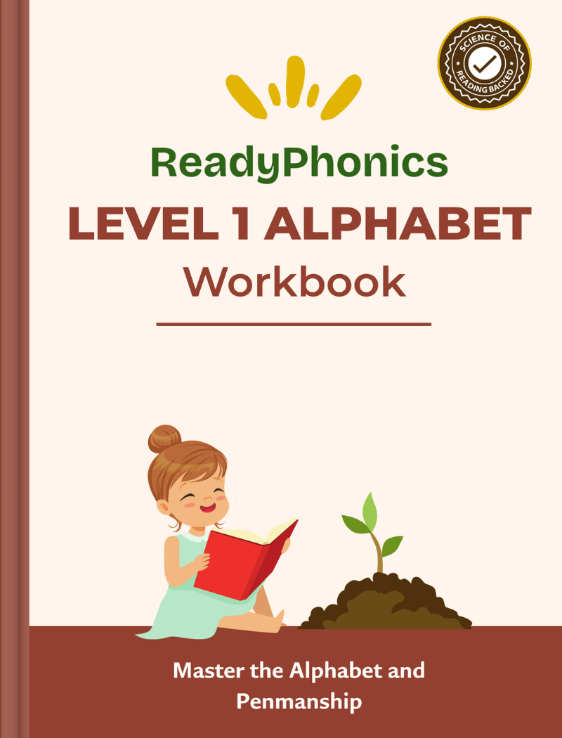 ready phonics level 1 alphabet workbook mock up