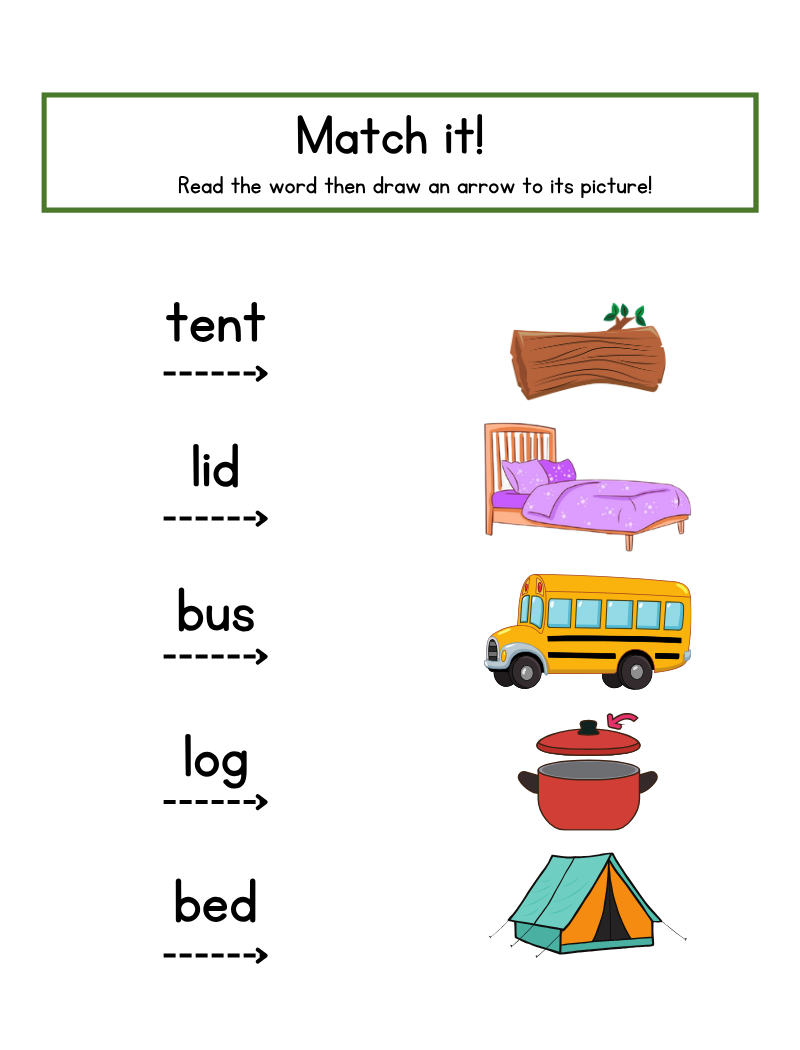 Shop ready phonics level 2 reader match it lesson worksheet