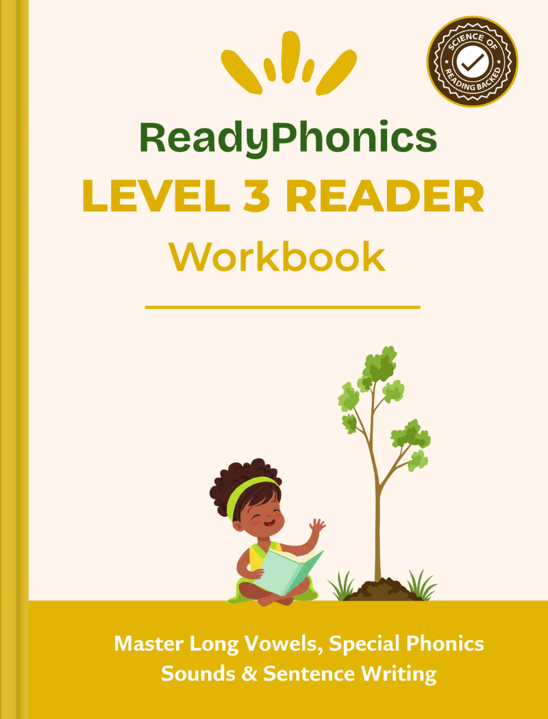 ready phonics level 3 reader workbook mock up